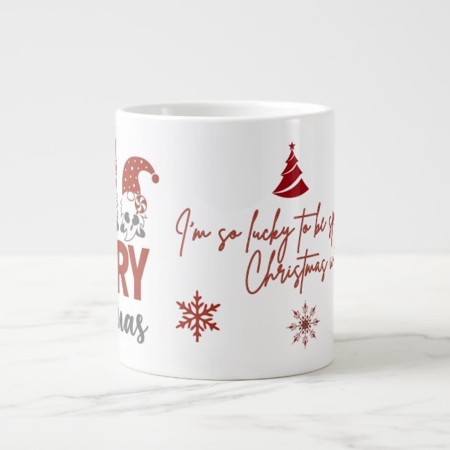 Taza De Café Gigante Cute Gnome Merry Christmas Coffee Mug (Frente)