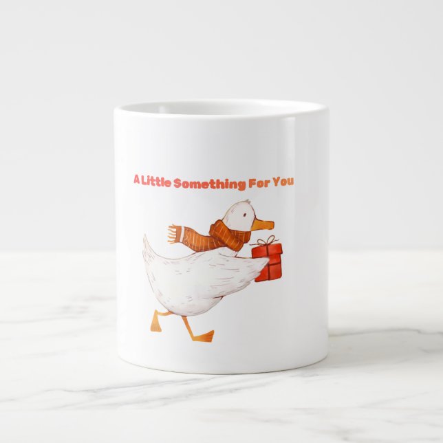 Taza De Café Gigante Cute Goose Holding Gift Christmas Coffee Mug (Frente)