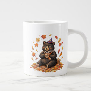 Taza De Café Gigante Cute Halloween Pumpkin Spice Bear Cozy Camiseta de