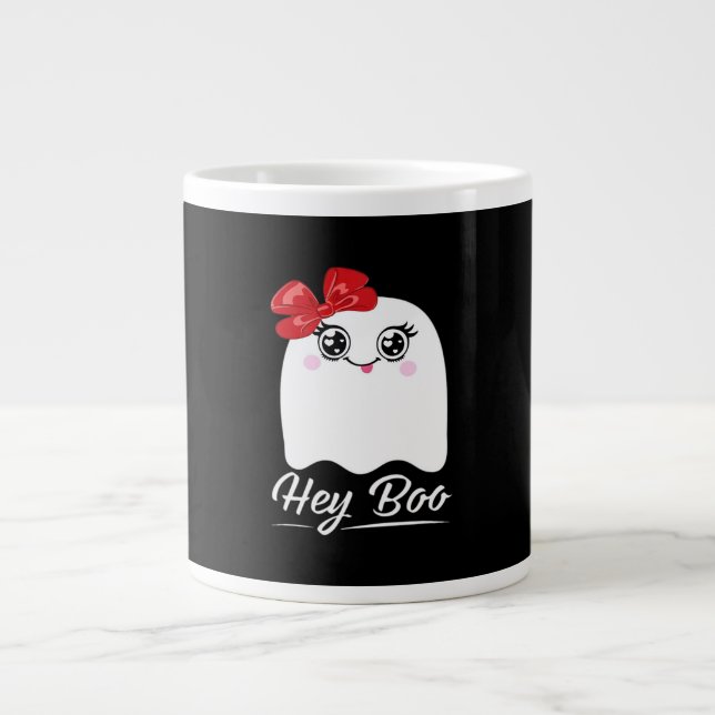 Taza De Café Gigante Cute Hey Boo Halloween (Frente)
