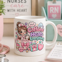 Cute Kawaii Cafeína Cura Todo Enfermera Médico