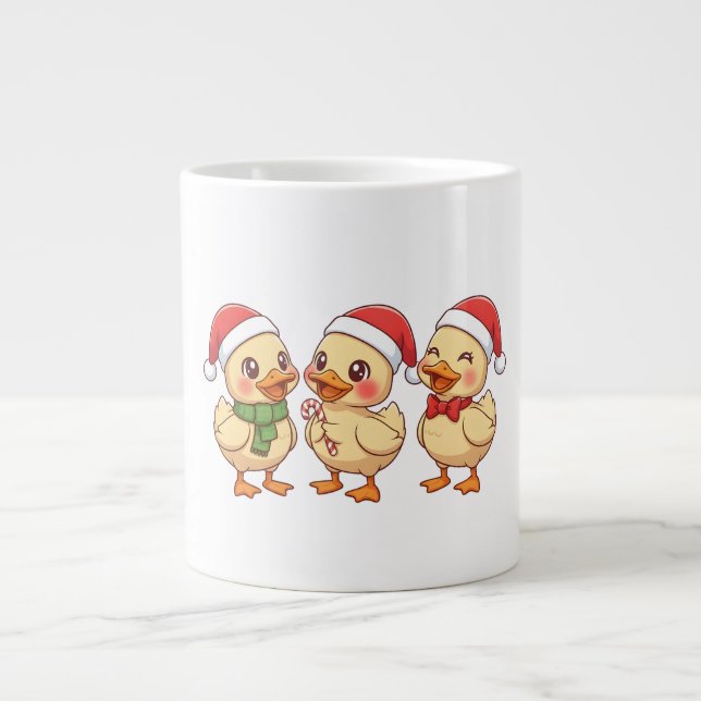 Taza De Café Gigante Cute Kawaii Christmas Ducks | Festive Holiday  (Frente)