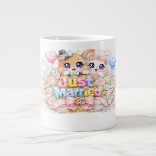 Taza De Café Gigante Cute Kawaii Pareja Recién Casada Animales Pastel P