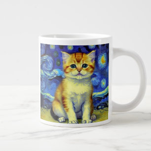 Taza De Café Gigante Cute Kitten Starry Night Van Gogh