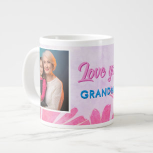 Taza De Café Gigante Cute Love you Abuela Flores Rosas 2 Fotos