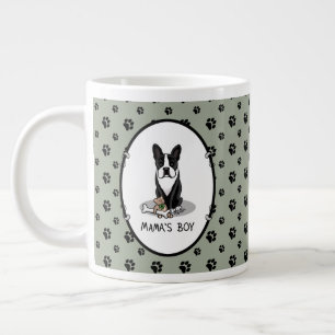 Taza De Café Gigante Cute Mama's Boy Boston Terrier (negro)