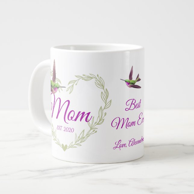 Taza De Café Gigante Cute mejor mamá del corazón Hummingbird (Izquierda)