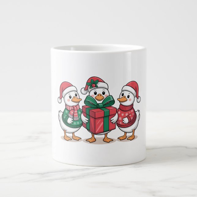 Taza De Café Gigante Cute Navidades Ducks Personalizado Art-68105 (Frente)