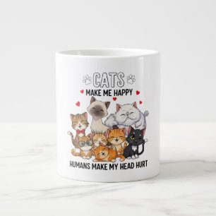 Taza De Café Gigante Cute Pack de Gatos Felices