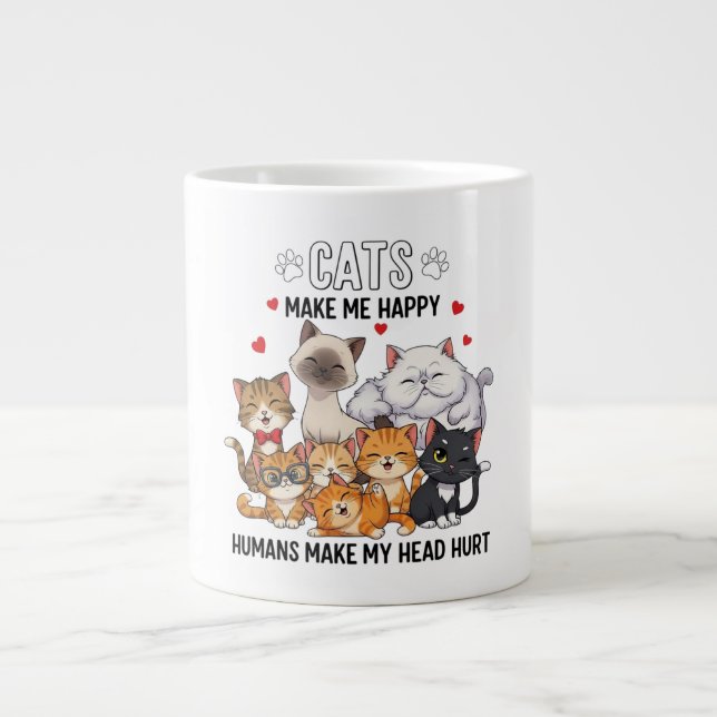 Taza De Café Gigante Cute Pack of Happy Cats (Frente)