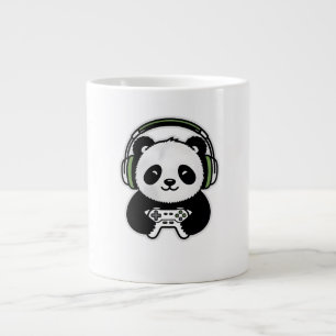 Taza De Café Gigante Cute Panda Gamer - Kawaii Gaming Panda con auricul