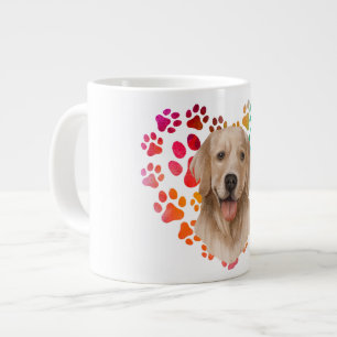 Taza De Café Gigante Cute paw Corazón dorado Perro Mascota de cachorro 
