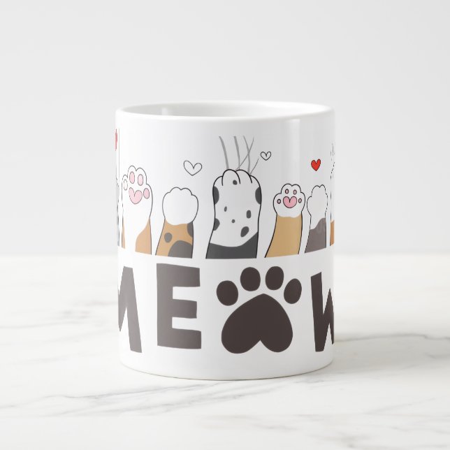 Taza De Café Gigante Cute Pet Paw Love Mug (Frente)