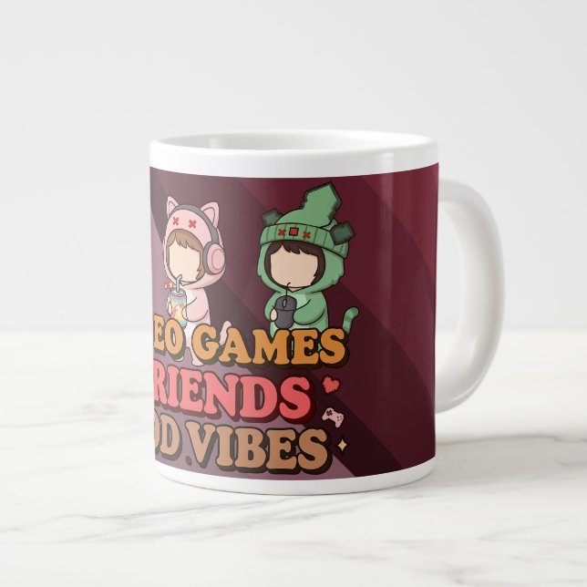 Taza De Café Gigante Cute Pixel Gamer Friends Art Piece (Derecha)