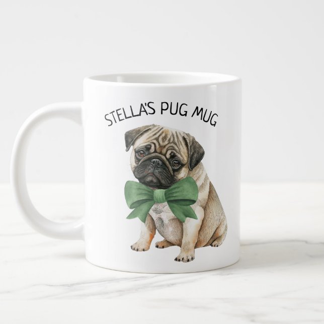 Taza De Café Gigante Cute Pug personalizado (Izquierda)