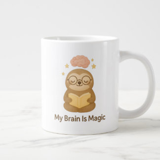 Taza De Café Gigante Cute Reading Bear — My Brain Is Magic Motivational