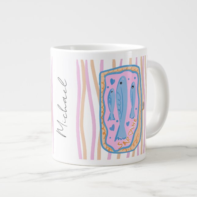 Taza De Café Gigante Cute Sardine Art (Derecha)