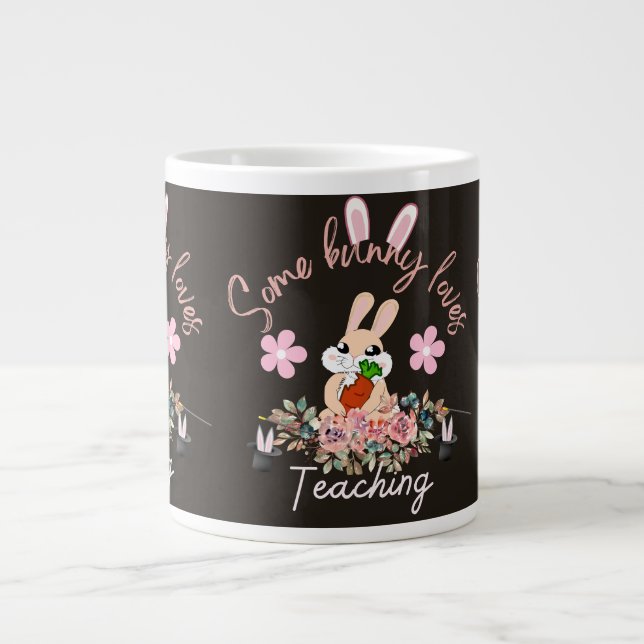 Taza De Café Gigante Cute some bunny loves teaching mug (Frente)