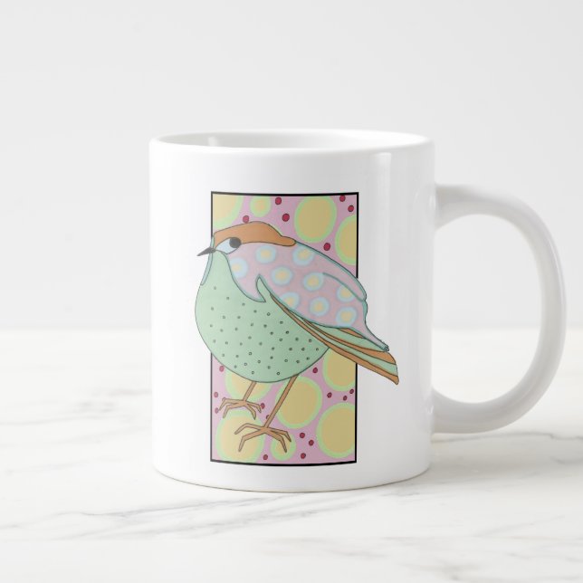 Taza De Café Gigante Cute Stylish Framed Pastel Songbird (Derecha)