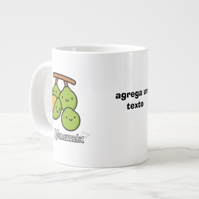 Taza De Café Gigante Cute Venezuelan Fruits • Mamones Kawii (Izquierda)