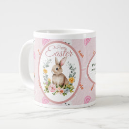 Taza De Café Gigante Cute Watercolor Bunny Floral Wreath Easter