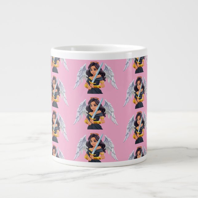Taza De Café Gigante Cute woman Angel's with open wings and sword (Frente)