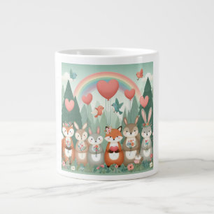 Taza De Café Gigante Cute Woodland Creature rainbow valentine