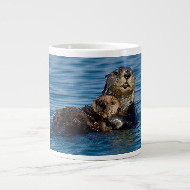 Taza De Café Gigante Cutest Baby Animals | Mother & Baby Sea Otter (Frente)
