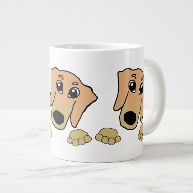 Taza De Café Gigante dachshund fawn y el personalizado de peeking de br (Derecha)