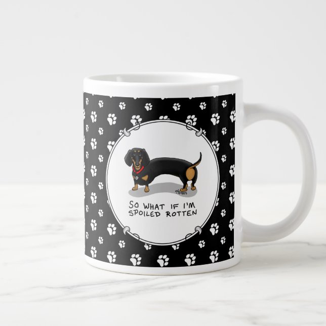 Taza De Café Gigante Dachshund podrido podrido (S negro & tan) Perro cu (Derecha)