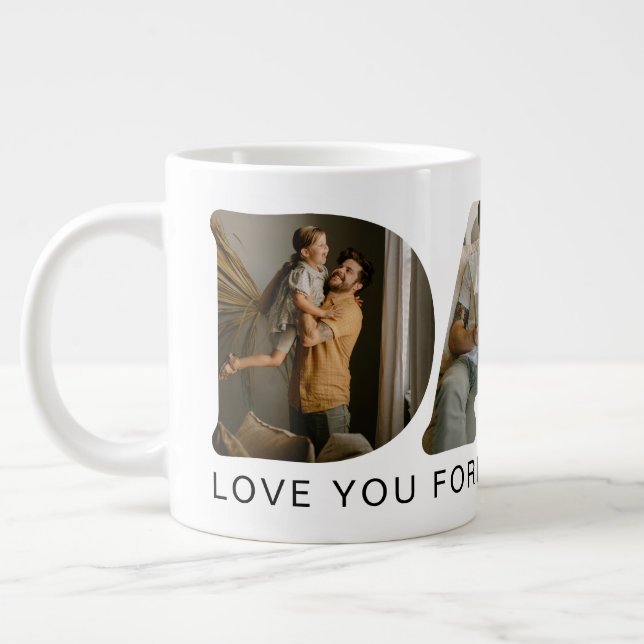 Taza De Café Gigante DAD Letter Photo Collage (Izquierda)