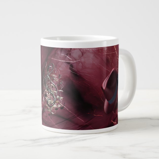 Taza De Café Gigante Dad Moody Music Burgundy Fedora Ceramic Jumbo Mug (Derecha)