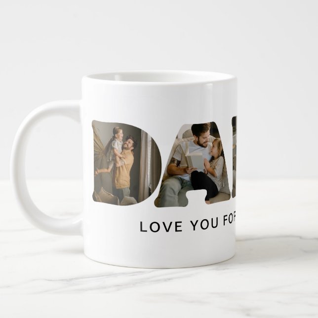 Taza De Café Gigante DADDY Letter Photo Collage (Izquierda)