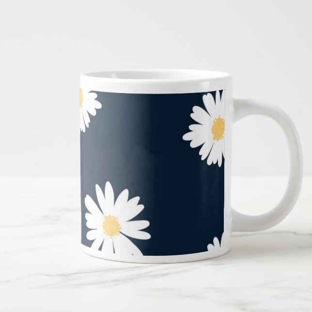 Taza De Café Gigante Daisy On Blue Pattern (Derecha)