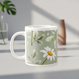 Taza De Café Gigante Daisy Print Coffee Mug Wraparound Design 
