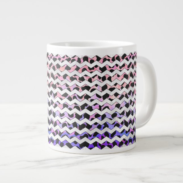 Taza De Café Gigante Dalmación rosa y negra de Chevron (Derecha)