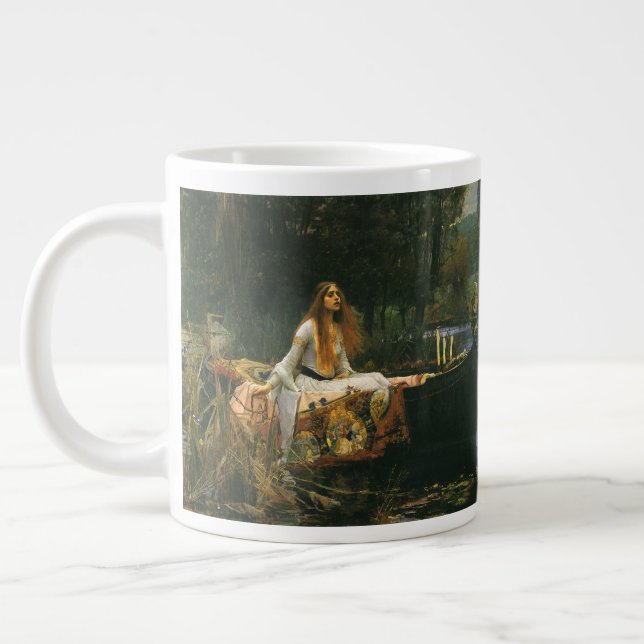 Taza De Café Gigante Dama de Shalott en barco por John William Waterhou (Izquierda)