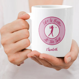 Taza De Café Gigante Dama Golfista Hora de Salida Nombre Deportes Humor