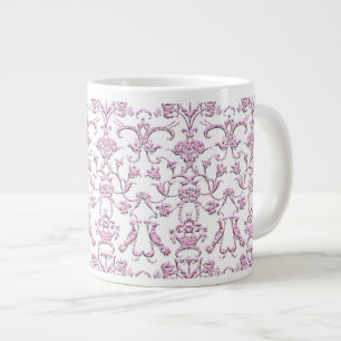 Taza De Café Gigante Damasco florentino del vintage (rosa)