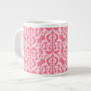 Taza De Café Gigante Damasco morisco de Ikat - tonos rosa coral Ch
