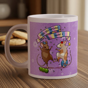 Taza De Café Gigante Dancing Mice Name & Age Happy Birday Fiesta