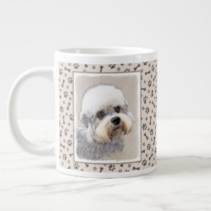 Taza De Café Gigante Dandie Dinmont Terrier Pintura Original De Perro