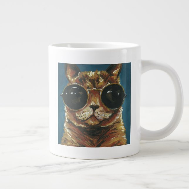 Taza De Café Gigante Dapper Animal | Gatito En Gafas De Sol (Derecha)