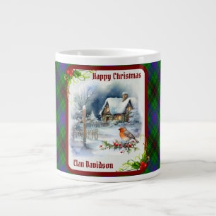 Taza De Café Gigante Davidson Tartan y Robin Navidad