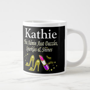 TAZA DE CAFÉ GIGANTE DAZZLING ADMIN ASST GOLD PERSONALIZADO MUG