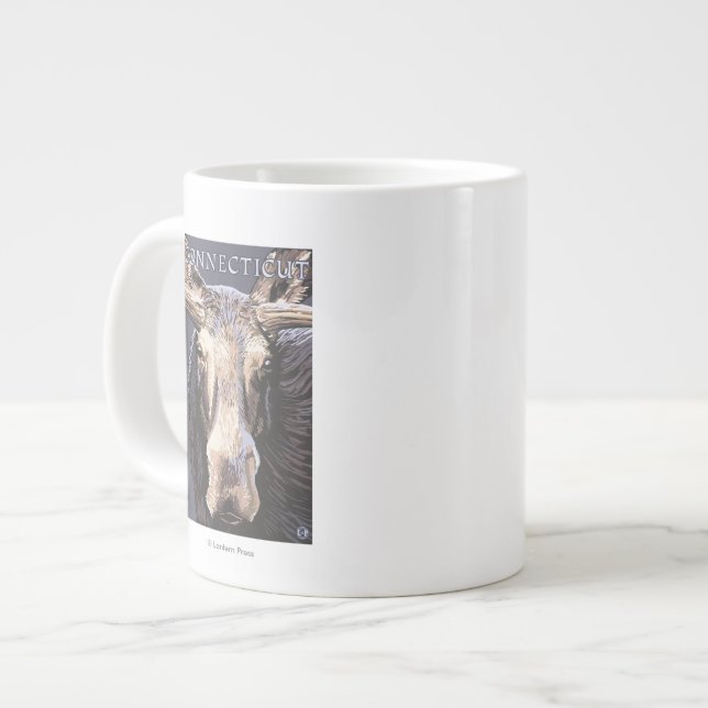 Taza De Café Gigante De ConnecticutMoose cierre para arriba (Izquierda)