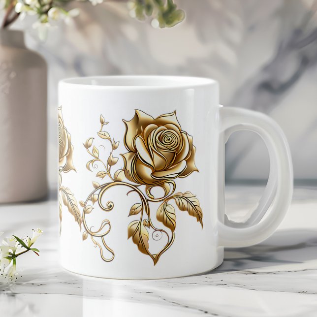 Taza de café gigante de rosas de oro (Subido por el creador)