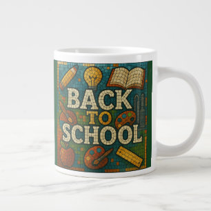 Taza De Café Gigante De vuelta al estilo de mosaico escolar