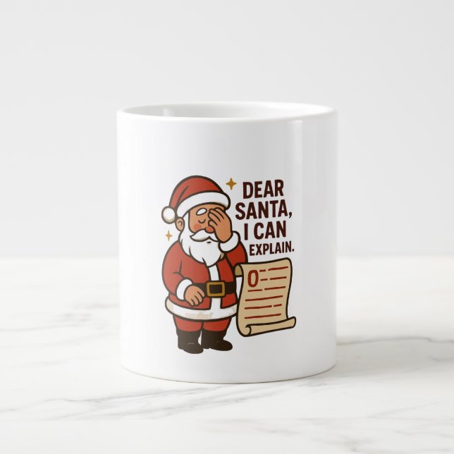 Taza De Café Gigante Dear Santa, I Can Explain Funny Mug (Frente)