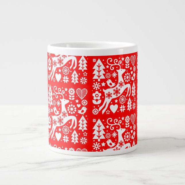 Taza De Café Gigante Decoración de Navidades nórdicos tradicionales (Frente)